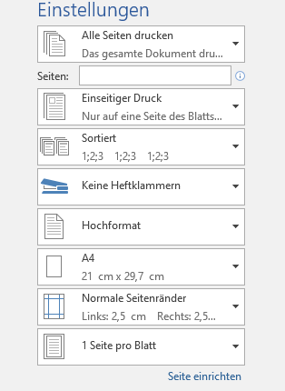 Drucken: Basiseinstellungen