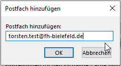 Eingabe der Adresse des Benutzers der einen Ordner für Sie freigegeben hat