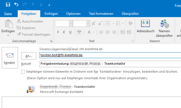 Auswahlwelche Person für den Kontaktordner freigegeben werden soll