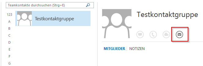 Versand einer Mail an einen freigegebenen Kontakt