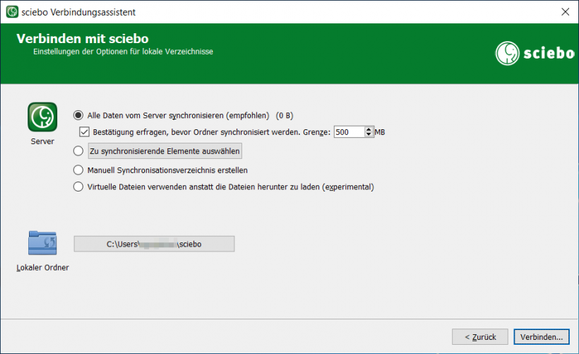 sciebo konfigurieren
