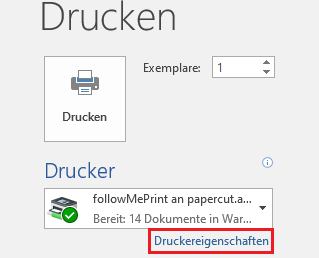 Drucken: Druckereigenschaften