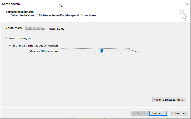 Outlook: Cache-Modus konfigurieren