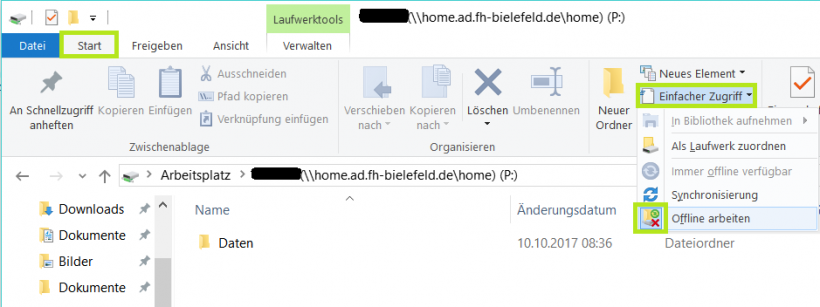 Einstellungen im Dateiexplorer