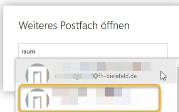 Webmail: Weiteres Postfach suchen