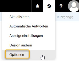 Webmail: Optionen aufrufen