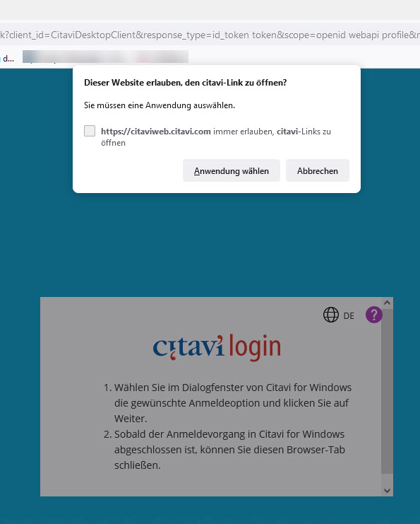 Citavi: Erlaubnis des Browser einholen