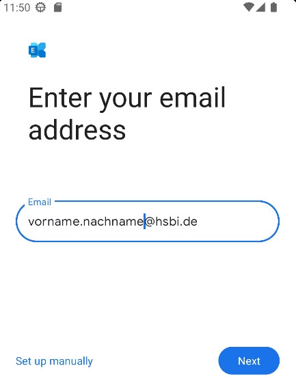 Android: Primäre E-Mail-Adresse angeben