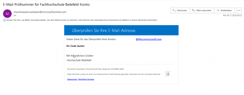 Beispiel, wie die E-Mail aussieht