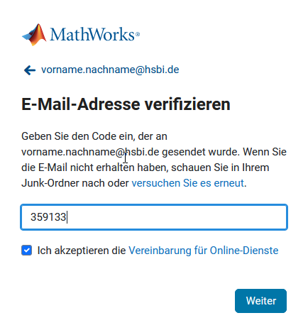 Account bei MathWorks erstellen.