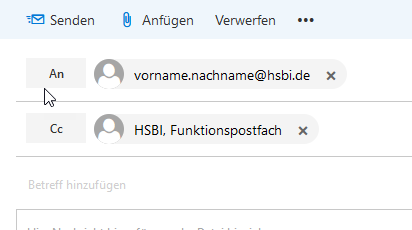 Webmail CC an eigenes Funktionspostfach