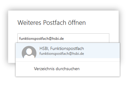 Funktionspostfach suchen