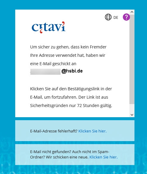 Verifizierung der E-Mail-ADresse