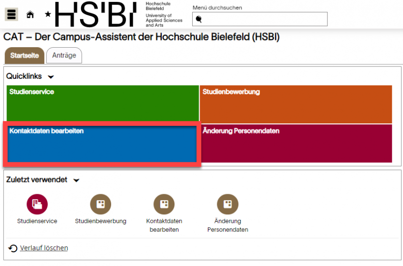 Kontaktdaten bearbeiten