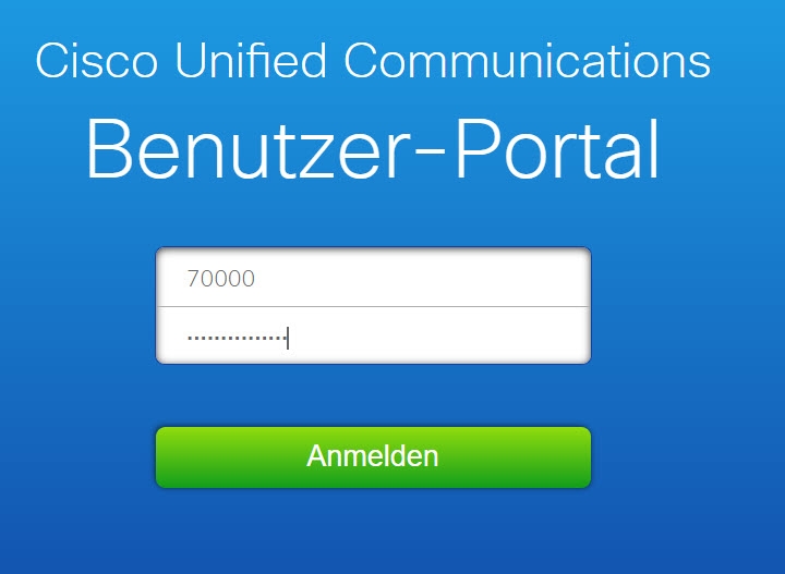 Screenshot: Bild der Anmeldemaske für das CUCM Benutzer-Portal