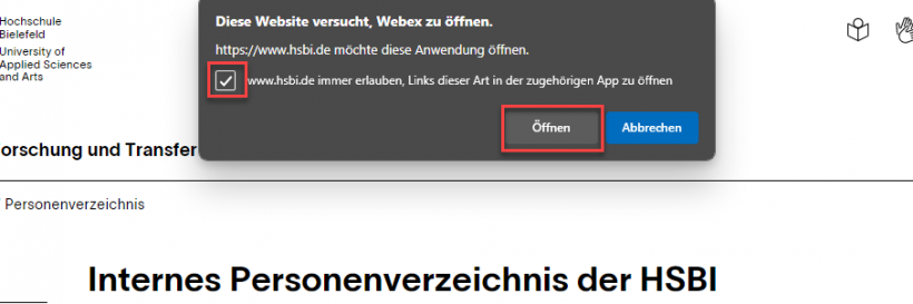 Webex öffnen