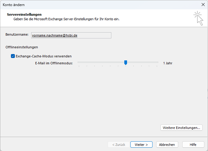 Outlook: Cache-Modus konfigurieren