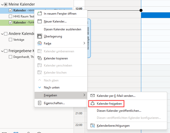 Outlook: Kalender freigeben