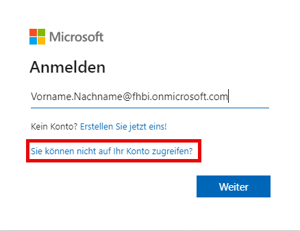 Eingabemaske zum Login auf der Homepage von office.com