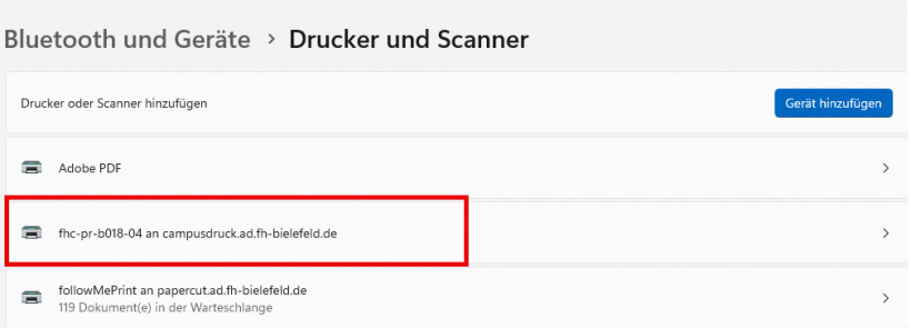 Drucker auswählen