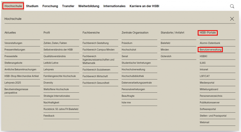 Pfad zur Benutzerverwaltung