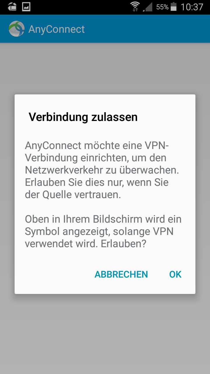 Sicherheitshinweis der App