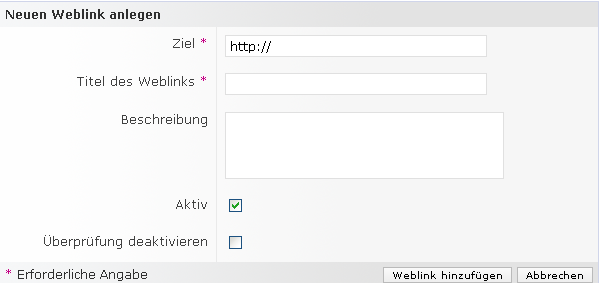 Weblink anlegen