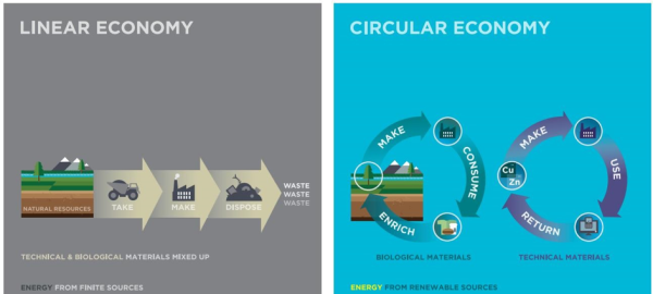 Lineares und zirkuläres Wirtschaftsmodell