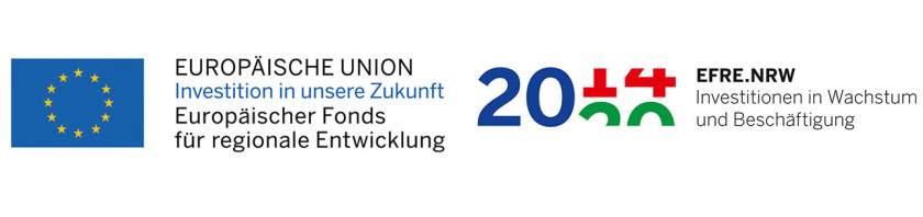 Die Logos von EFRE und dem BundesDas Ministerium für Wirtschaft, Innovation, Digitalisierung und Energie des Landes Nordrhein-Westfalen.